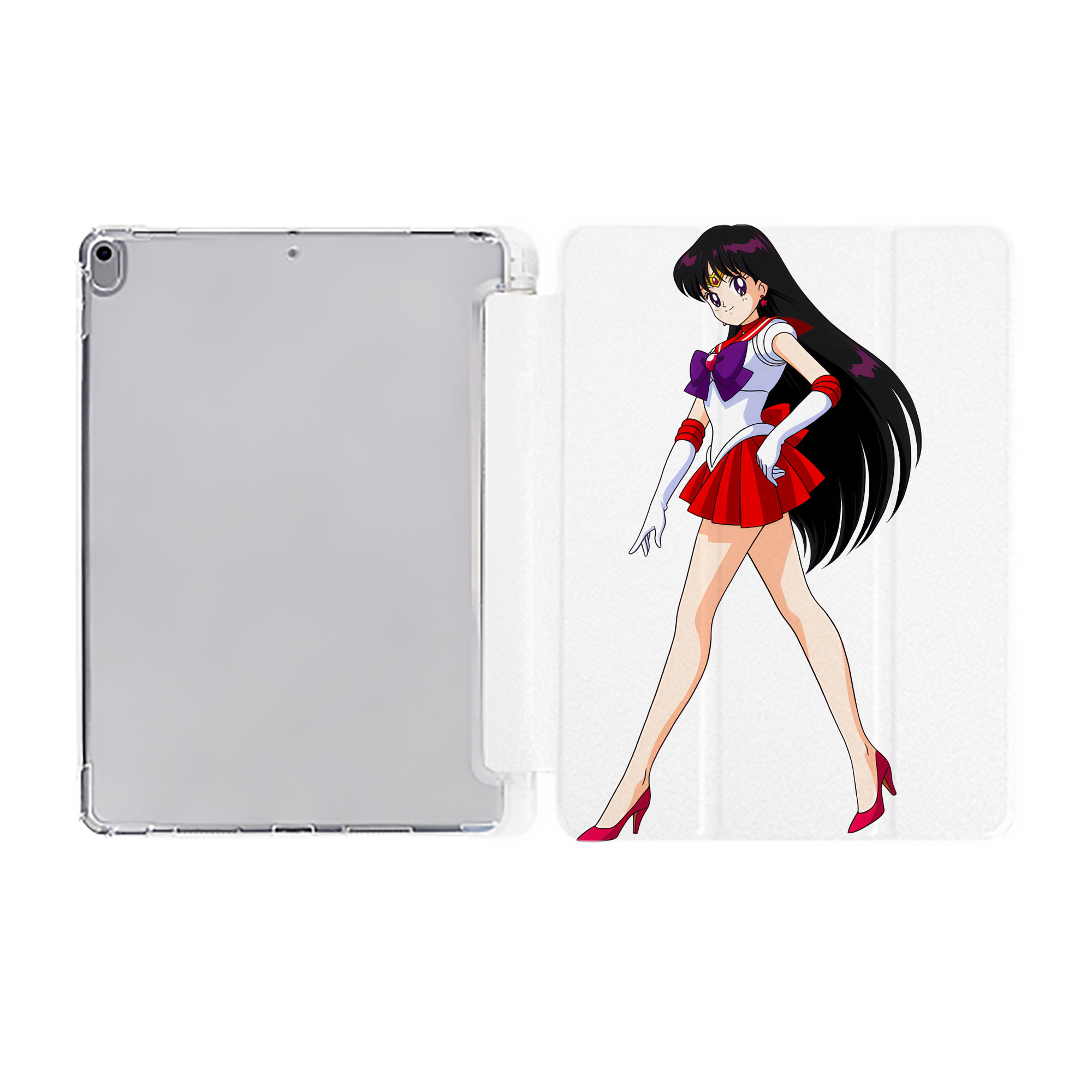 （画像用） 美少女戦士セーラームーン 火野レイ ひの レイ Sailor Moon Hino Rei （セーラーマーズ,Sailor Mars） IPad ケース ペン収納付き 三つ折りスタンド PUレザー×シリコン 対応機種9.5/10.5/10.9インチ